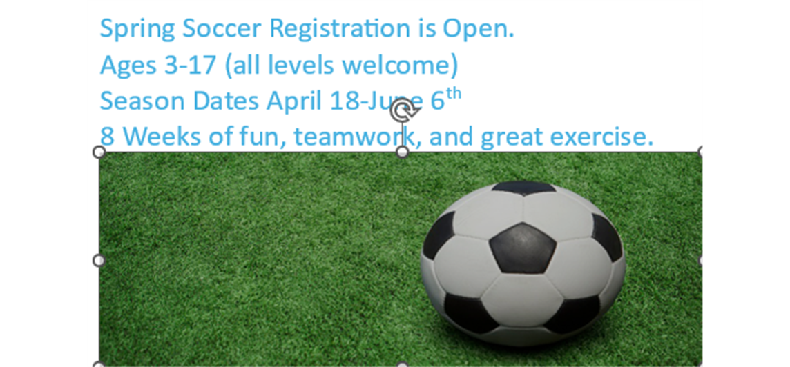 Register now for Spring Soccer.